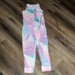 Girl's Justice One Piece Pastel Colored Sleeveless Jumpsuit Pajamas Size 14/16